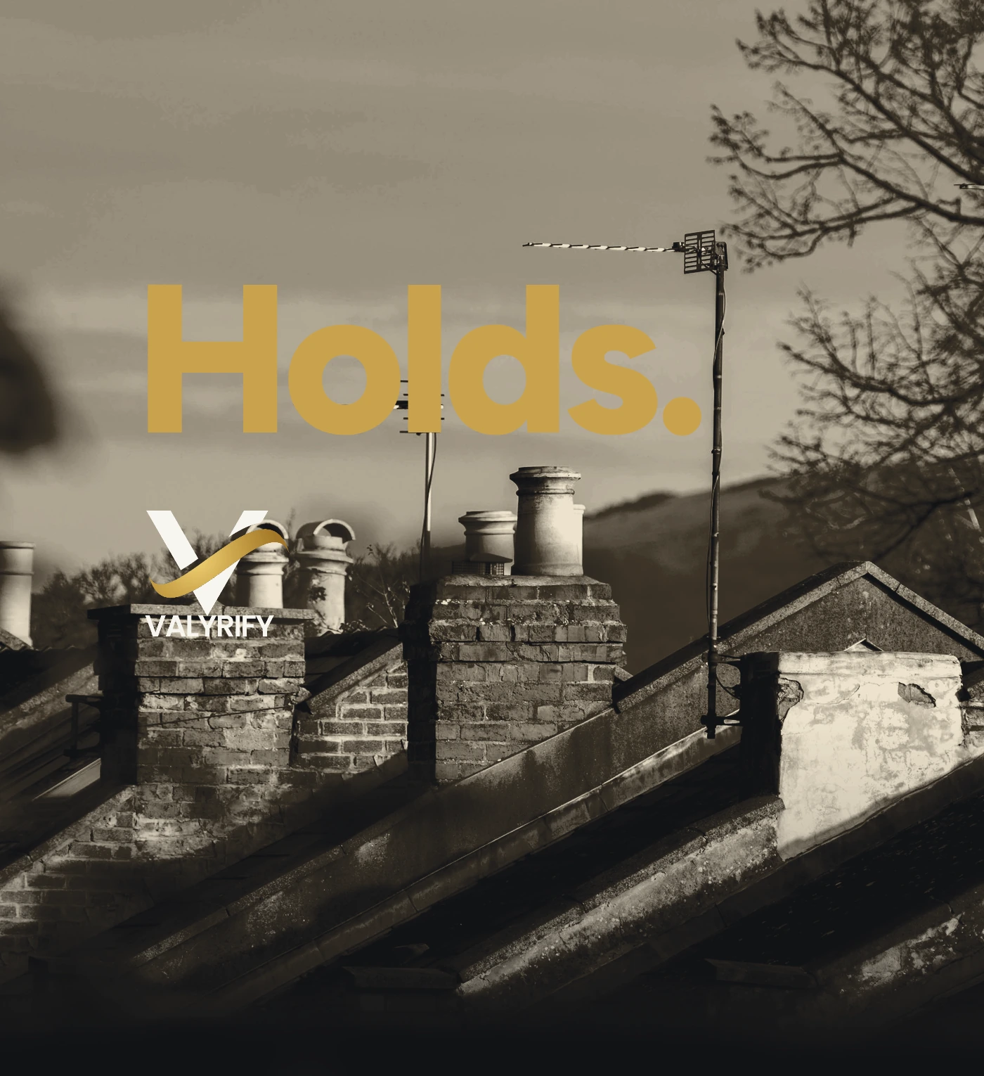 Valyrify: British terraced rooftops with the Valyrify logo